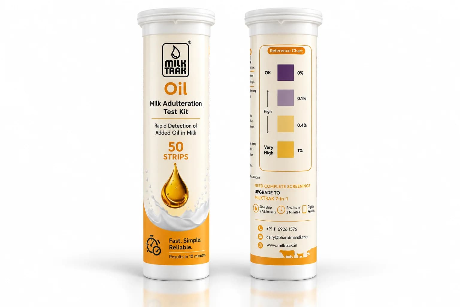 MilkTrak oil detection strip and reference chart